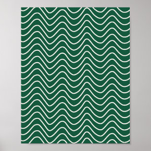Minimal Line Chevron Pattern Dark Green Poster
