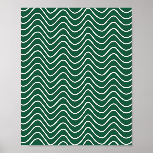 Minimal Line Chevron Pattern Dark Green Poster (Front)