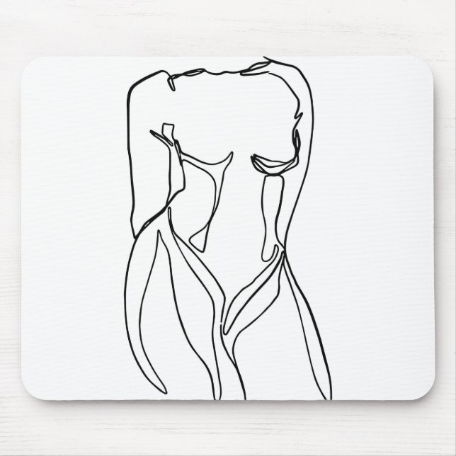minimal line drawing of woman's body mouse pad (Front)