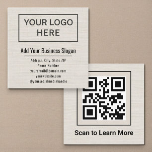 Minimal Linen Square QR Code Social Media Square Business Card