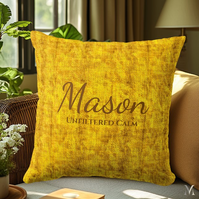 Minimal Linen Texture in Warm Mustard Yellow Cushion (Creator Uploaded)
