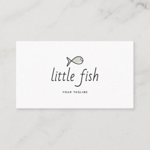 Minimal Little Fish Logo Hand Drawn Coastal Brand Business Card