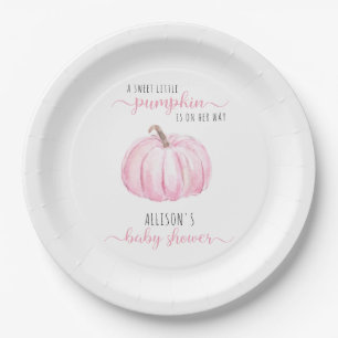 Minimal Little Pumpkin Watercolor Baby Shower Paper Plate