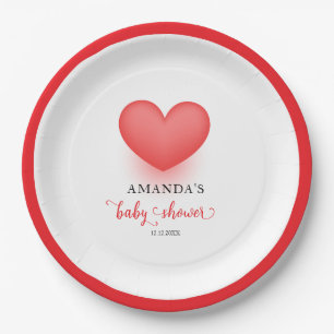 Minimal Little Sweetheart Valentine Baby Shower  Paper Plate