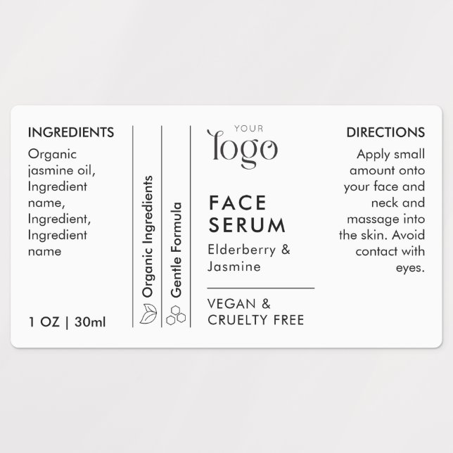 Minimal Logo 1OZ Dropper Bottle Waterproof Label (Design 1)