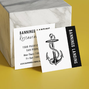 Minimal Logo Black and White Square Square Business Card