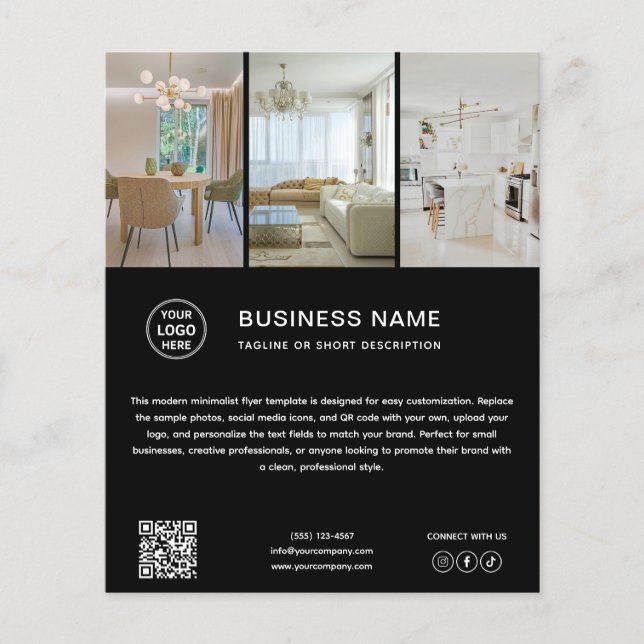 Minimal Logo Photo Black Business Flyer (Front)