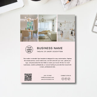 Minimal Logo Photo Soft Pink Business Flyer
