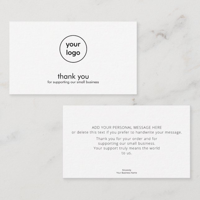 Minimal Logo Thank You Card Small Business (Front/Back)