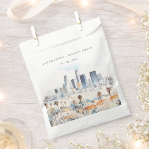 Minimal Los Angeles, California Watercolor Wedding Favour Bags