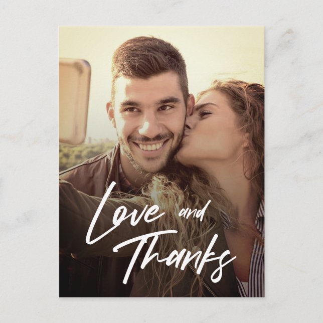 Minimal Love and Thanks Own Photo Replace Postcard (Front)