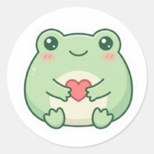 Minimal Love Frog Sticker Cute Frog Holding Heart 