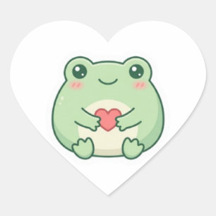 Minimal Love Frog Sticker Cute Frog Holding Heart 
