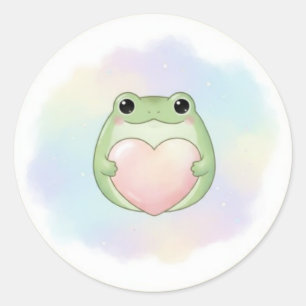 Minimal Love Frog Sticker Cute Frog Holding Heart 