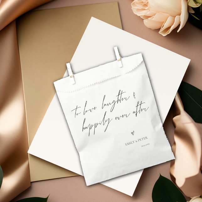 Minimal Love Laughter Happily Ever After Wedding Favour Bags (Minimal Love Laughter Happily Ever Wedding Party Favor Bag)