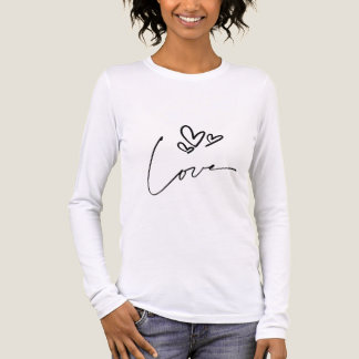 Minimal Love Line Art Long Sleeve Shirt for Women