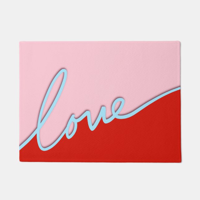 Minimal Love Script Valentines Coir Doormat (Front)
