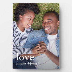 Minimal Love with Names Photo Plaque