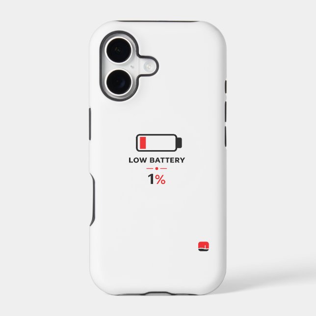 Minimal Low Battery 1% Phone Case | Gen Z Tech (Back)