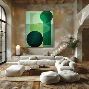 Minimal Luxury Art Deco Geometric Abstract Green Poster