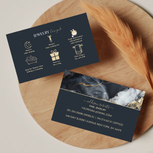 Minimal Luxury Black Gold Branding Jewellery Care  Business Card