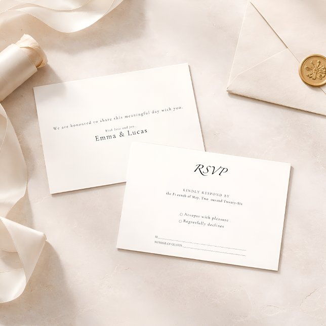 Minimal Luxury | Elegant Modern Black & White RSVP Card (Creator Uploaded)