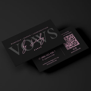 Minimal Luxury Event Vows Planner Pink Black  Business Card