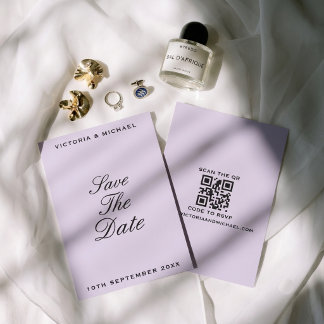 Minimal Luxury Old Money Lilac Editorial Wedding Save The Date