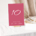Minimal Magenta Pink Script Wedding Table Number<br><div class="desc">Minimal Magenta Pink Script Wedding Wedding Table Number. Stylishly impress your wedding guests with this trendy fuchsia pink wedding table number featuring a beautiful pink script on a magenta pink background. This wedding table number has a stunning hot pink design, with modern and minimal vibes, perfect for your simple, trendy,...</div>