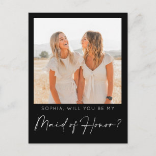 Minimal Maid of Honour Proposal Card with Photo