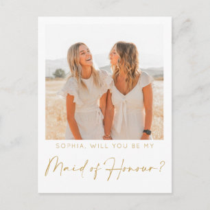 Minimal Maid of Honour Proposal Card with Photo