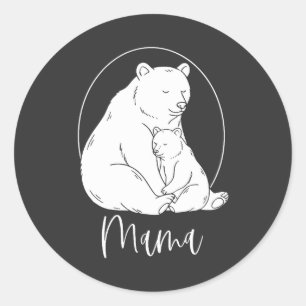 Minimal Mama Bear Line Art Design Classic Round Sticker