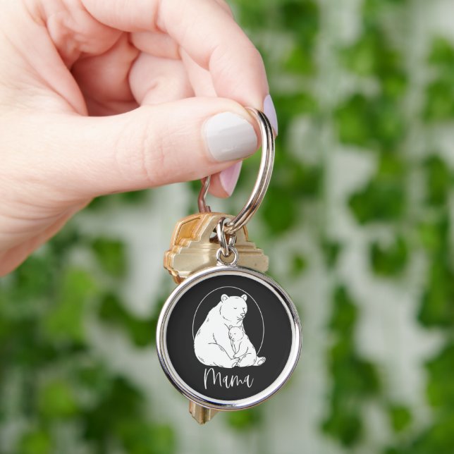 Minimal Mama Bear Line Art Design Key Ring (Hand)