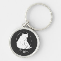 Minimal Mama Bear Line Art Design Key Ring