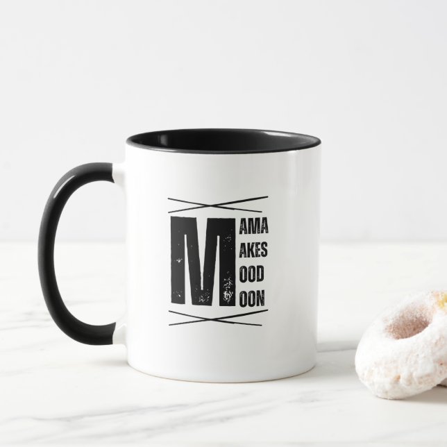 Minimal Mama Mood Moon Bear Design Mug (With Donut)