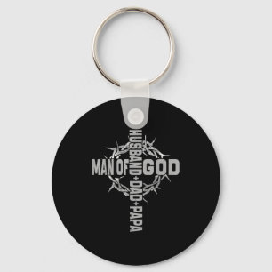 Minimal Man God Religious Christian Cross Key Ring