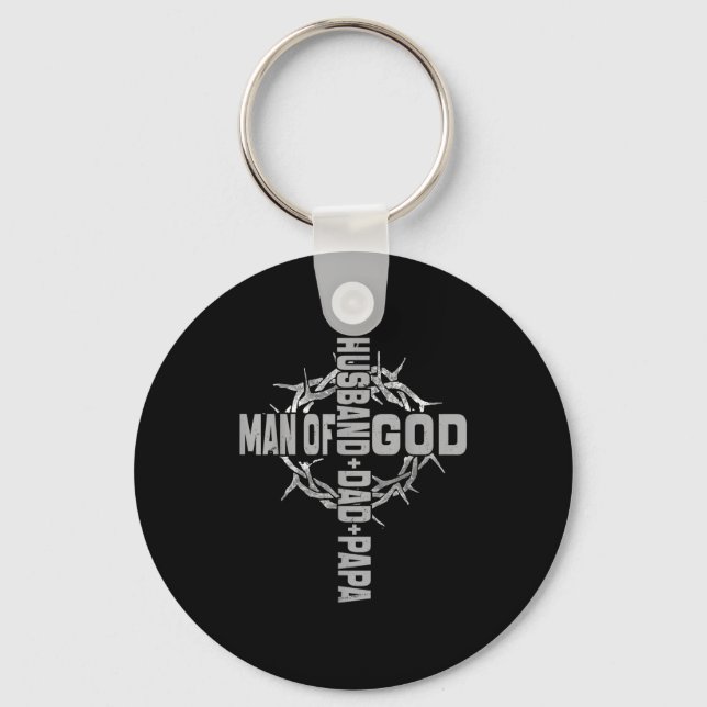 Minimal Man God Religious Christian Cross Key Ring (Front)