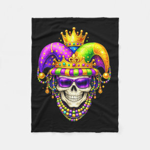 Minimal Mardi Gras Costume Sugar Skull Fleece Blanket