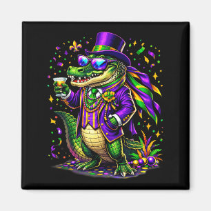 Minimal Mardigator Mardi Gras Alligator Funny Magnet