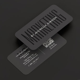 Minimal Marketing Professional Black Dark Grey Business Card