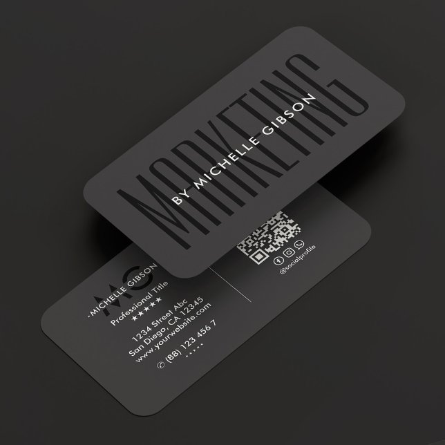 Minimal Marketing Professional Black Dark Grey Business Card (Minimal Marketing Professional Black Dark Grey Business Card
)