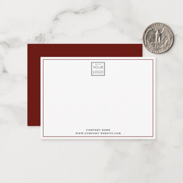 Minimal Maroon Business Logo Company Name  Card (Front/Back In Situ)