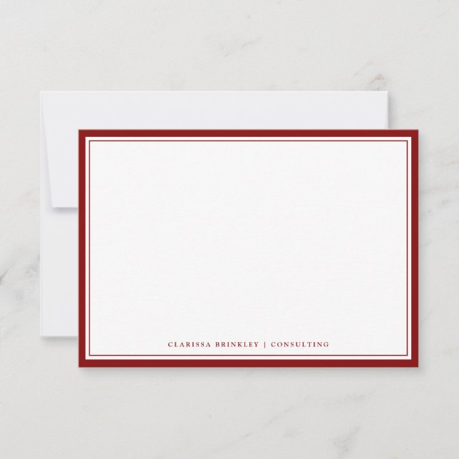 Minimal Maroon Flat Note Card (Front)