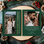 Minimal Married Christmas Photo Newlyweds Green<br><div class="desc">Celebrate your first holiday season together with the Married Christmas Photo Newlyweds Deep Green Holiday Card. Featuring a timeless white and gold design that beautifully frames your photo, this card adds an elegant touch to your festive greetings. Perfect for newlyweds to share love, joy, and holiday wishes with family and...</div>