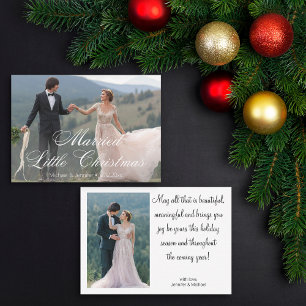 minimal married little christmas wedding 2 photos card