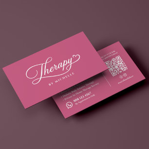 Minimal Massage Therapist Pink Business Card