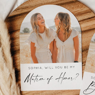 Minimal Matron of Honour Proposal Card with Photo