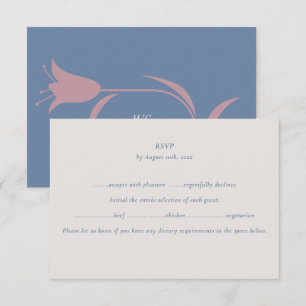 Minimal Mauve & Dusty Blue Floral Meal Selection RSVP Card