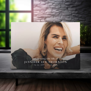 Minimal Memorial Photo & Message Sympathy  Guest Book