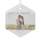 Minimal Merry and Married Photo Ceramic Ornament